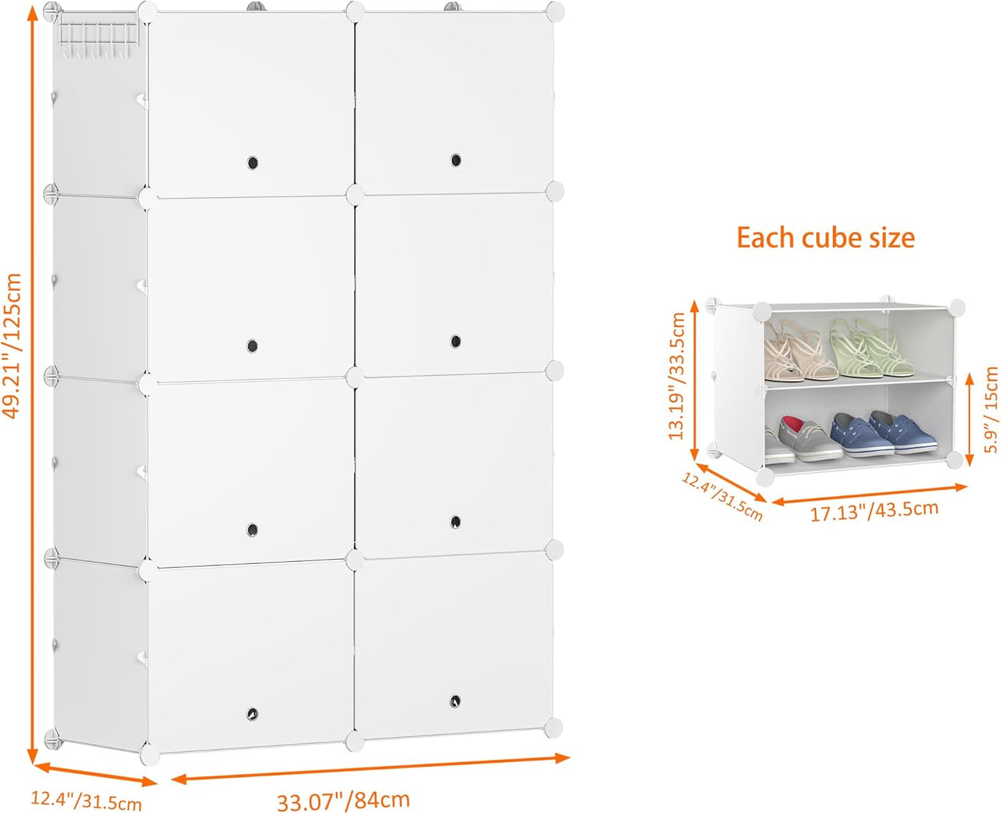 HOMIDEC Shoe Rack, 8 Tier Shoe Storage Cabinet 32 Pair Plastic Shoe Shelves Organizer for Closet Hallway Bedroom Entryway | 32 Pair, Shoe Shelves, Organizer, for Closet