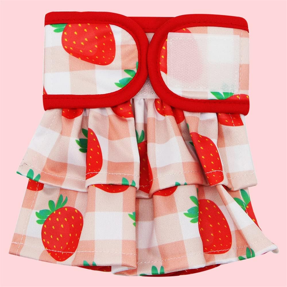Reusable Dog Diapers for Female Dogs 3 Pack Washable Dog Panties Diaper Skirt Flower Love Heart Print Puppy Diapers Shorts for Dogs in Heat, Period