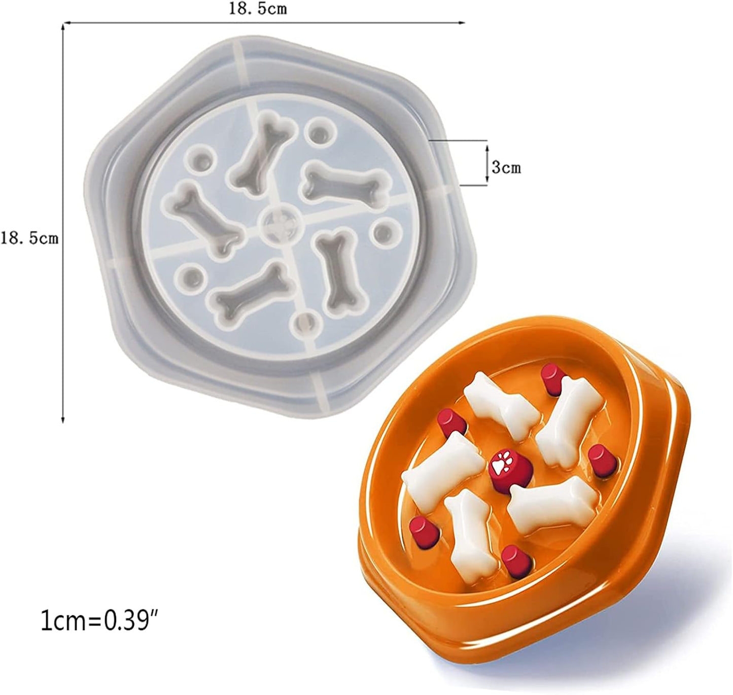 Pet Bowl Silicone Mold, Dog Cat Food Bowls Slow Feeder Silicone Molds for Epoxy Resin Casting, DIY Pet Food Puzzle Bowls Dishes Mould for Small Medium Dogs Cats