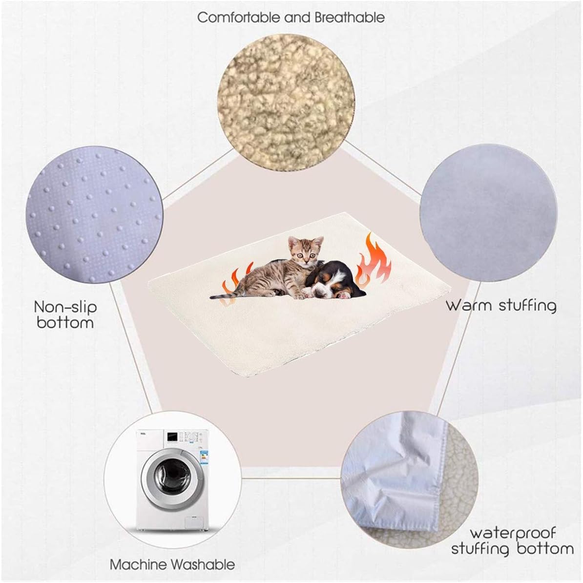 Self Heating Pet Pads Pet Blanket for Cat/Dog,Pet Heating Pad,Self Warming Cushion Mat for Cats Dogs,Self Heated Cat Dog Bed/Pet Thermal Mat Blanket Ecological (60x45 cm)
