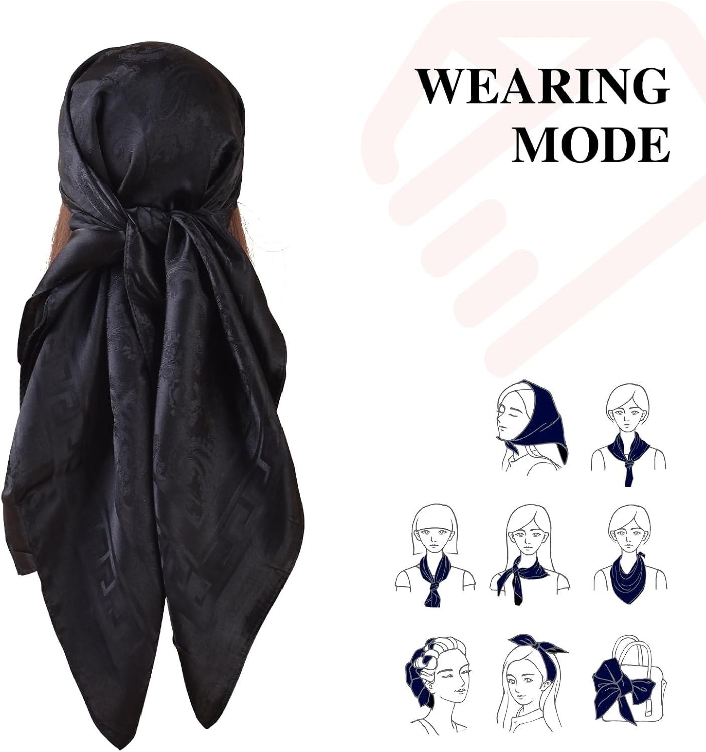 EIysee 35x35 Inch Head Scarf for Women Silk Like Neck Scarf Hair Sleeping Wraps Satin Silk Scarfs for Women