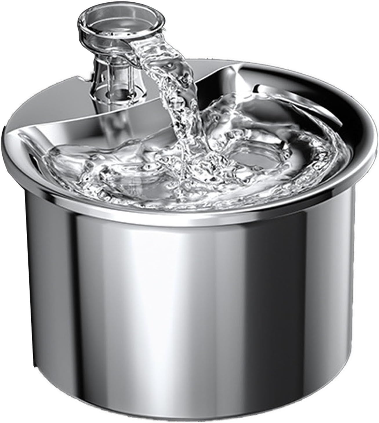 Luqeeg 2L Automatic Cat Water Fountain 304 Stainless Steel Water Fountain Pets Low Noise Pump Feeder with a Comprehensive Filtration Structure & Continuous for Cat or Dog (US Plug)