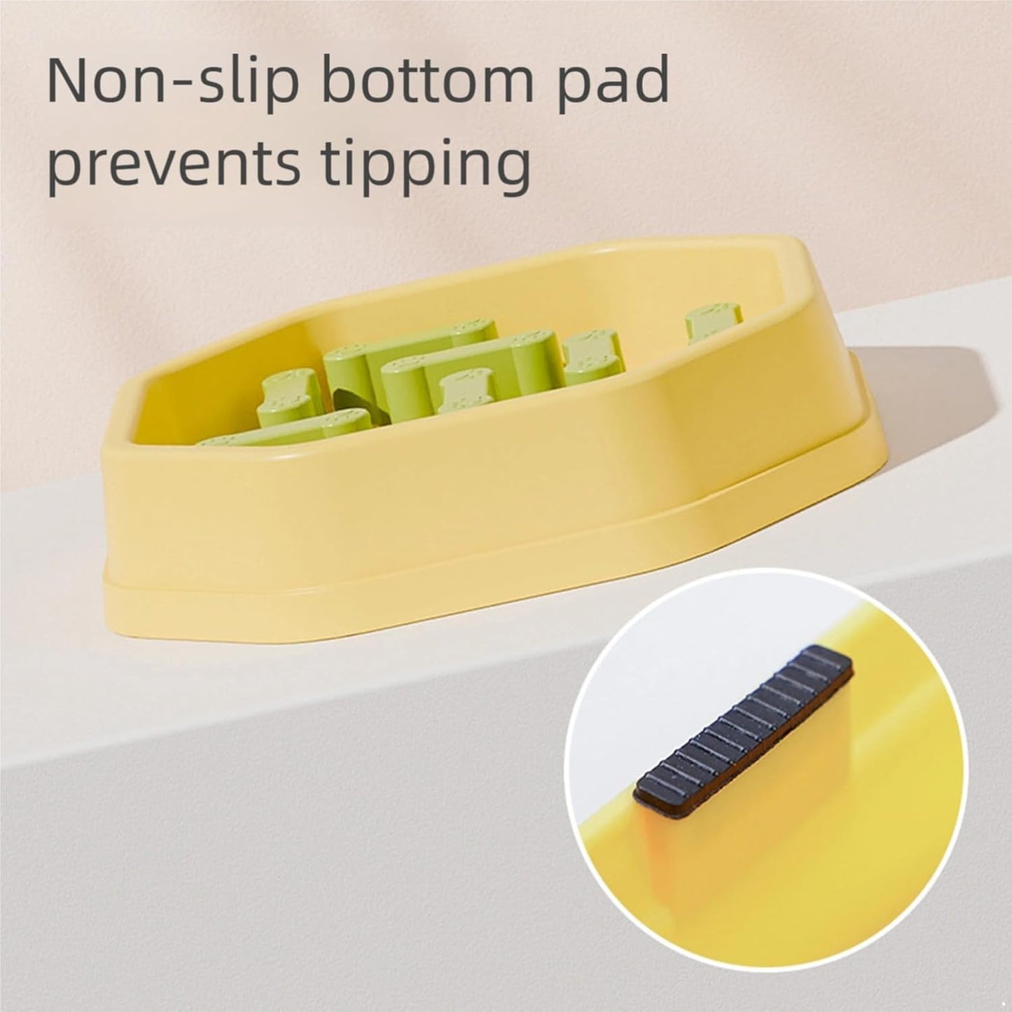 CHICTRY Slow Feeder Bowl for Small Dogs Puppies Anti-Skid Base Easy Clean Maze Prevents Fast Eating Yellow One Size