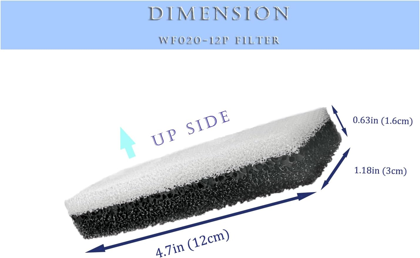 12X Replacement Premium Water Filter Compatible with NPET WF020 Water Fountain. Rectangular-Shaped, Washable Pet Fountain Filters with Triple Filtration System