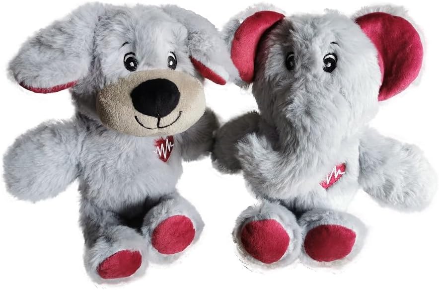 HonourHope Dog Heartbeat Toy for Anxiety Relief, Dog Soft Plush Calming Puppy Behavioral Training Aid Toy Pet Companion Pillow for Puppy Cat Kitty Pets - Elephant Box
