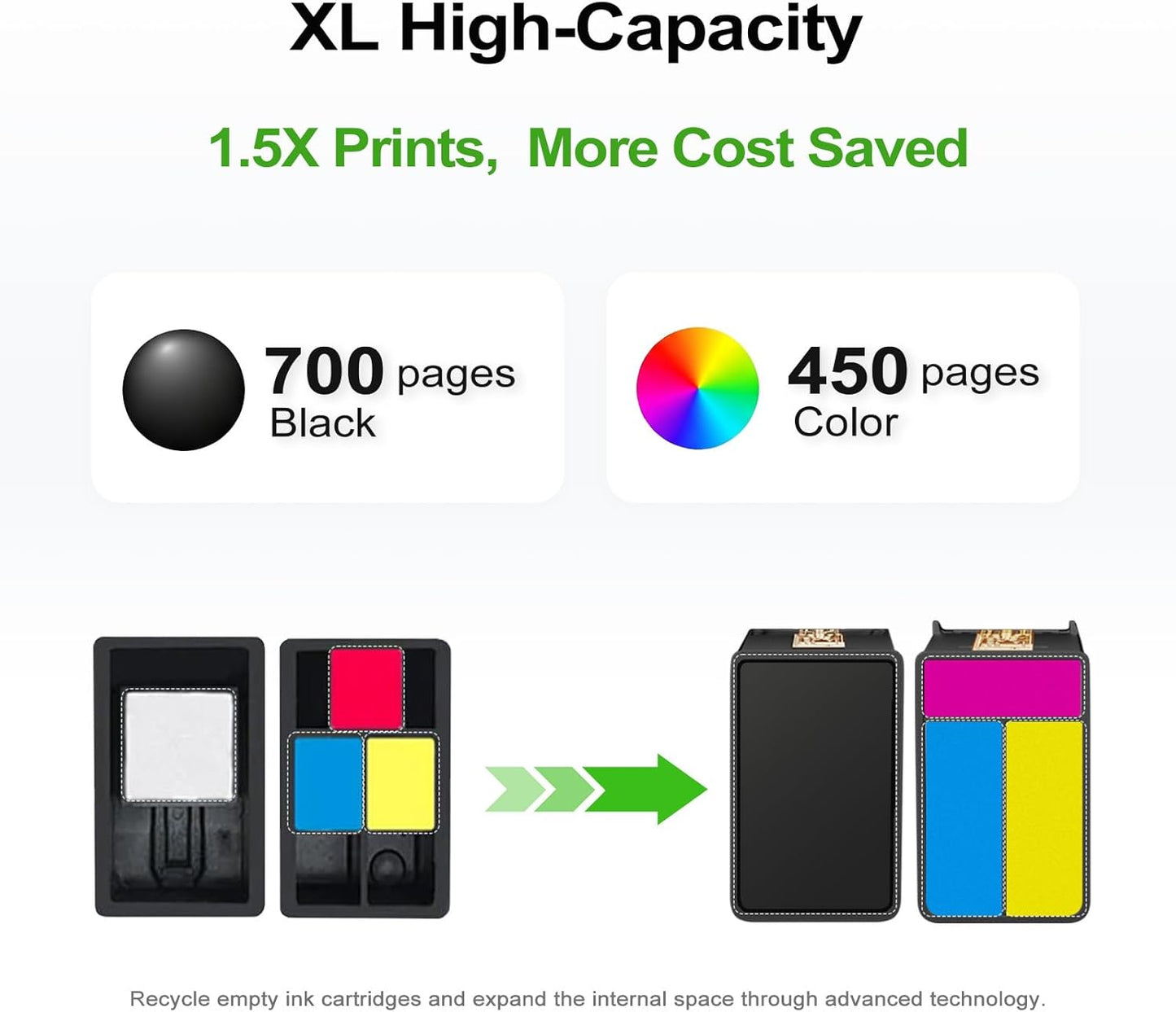 67XL Ink Cartridge Replacement for HP 67 XL hp67xl Black/Color Combo Pack for DeskJet Envy 2855e 2827e 2755e 6055e 2700 2700e 6000 6000e 4155e 4227e 2734e 6455e 6400 2752e 4100 4100e 6400e Printer