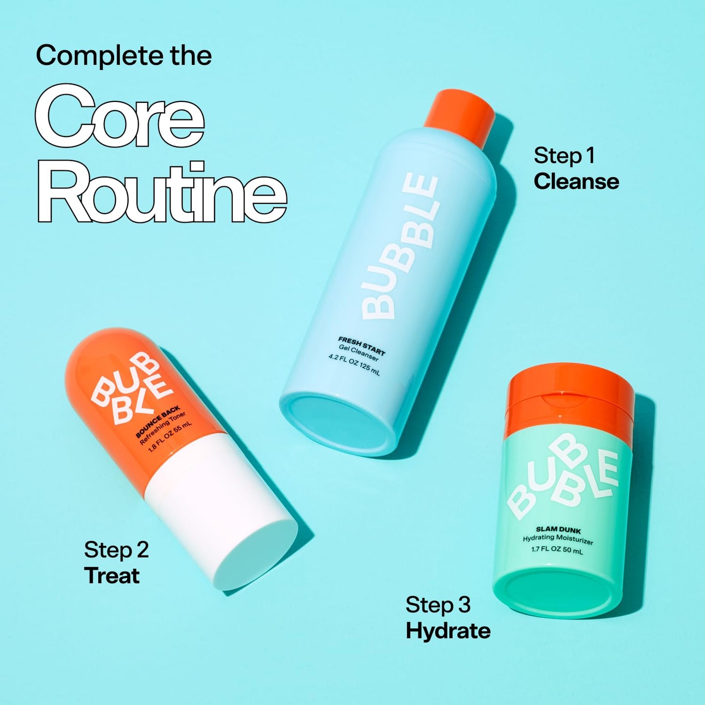 Bubble Skincare Fresh Start Gel Cleanser - Gentle Exfoliating Face Wash for Oily Skin - Gel Cleanser with Aloe Vera Juice + Caffeine to Protect and Soothe Complexion - Summer Skincare Essential (50ml)