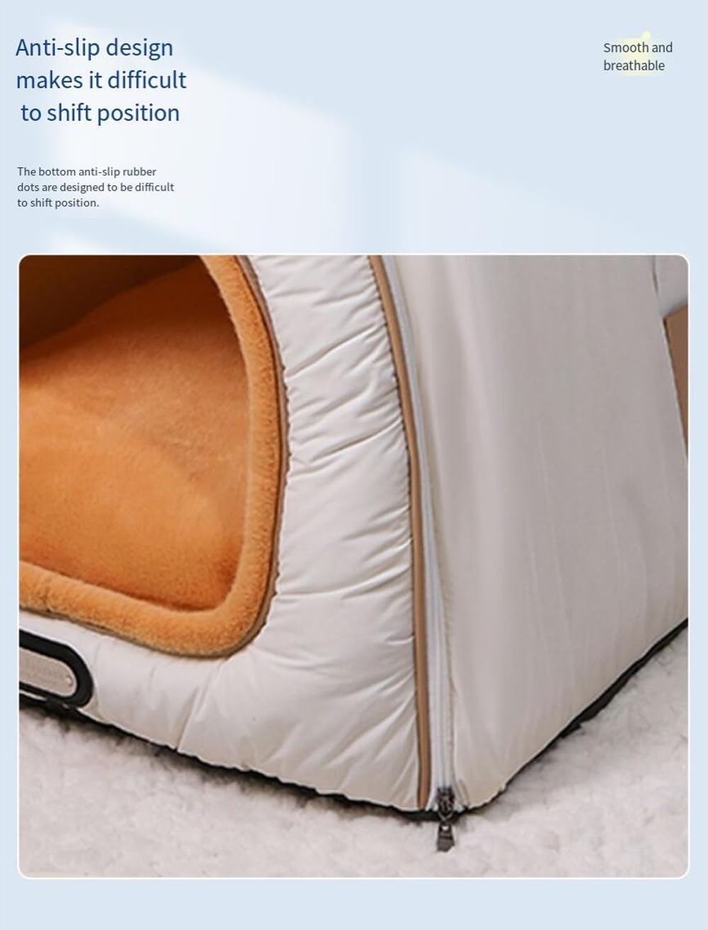 Pet Bed with Removable Cover Dog House Square Design Suitable for Dogs up to 16 lbs and Cats up to 22 lbs (Khaki, Medium)