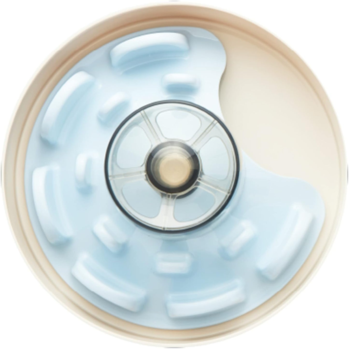 PetDreamHouse Spin Interactive Slow Feeder Bowl for Dogs - UFO Blue - Skill Level: Tricky - Fun and Healthy Feeding with Movable, Adjustable Center Puzzle Piece for All Dogs and Food Types