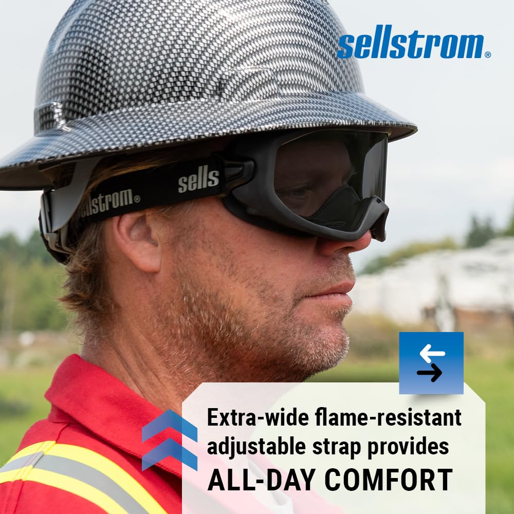 Sellstrom Odyssey II Wildland Fire Safety Goggles - Anti-Fog, Anti-Scratch Eye Protection Goggles for Men & Women - FR Strap, fits over Glasses, ANSI Z87.1