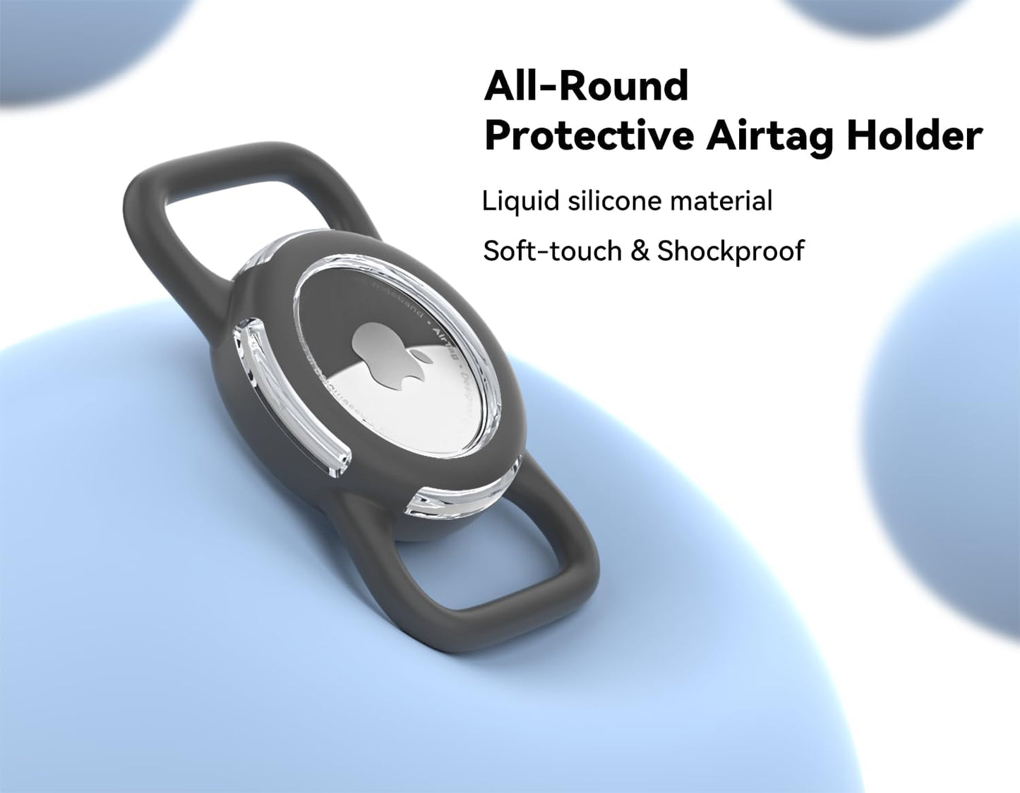 Waterproof Airtag Holder for Dog Collar, Soft Full-Body Protective Airtag Holder for Dog & Cat Collars, Ultra-Durable, Easy Installation, Lightweight Clear Airtag Case (Black, Regular)