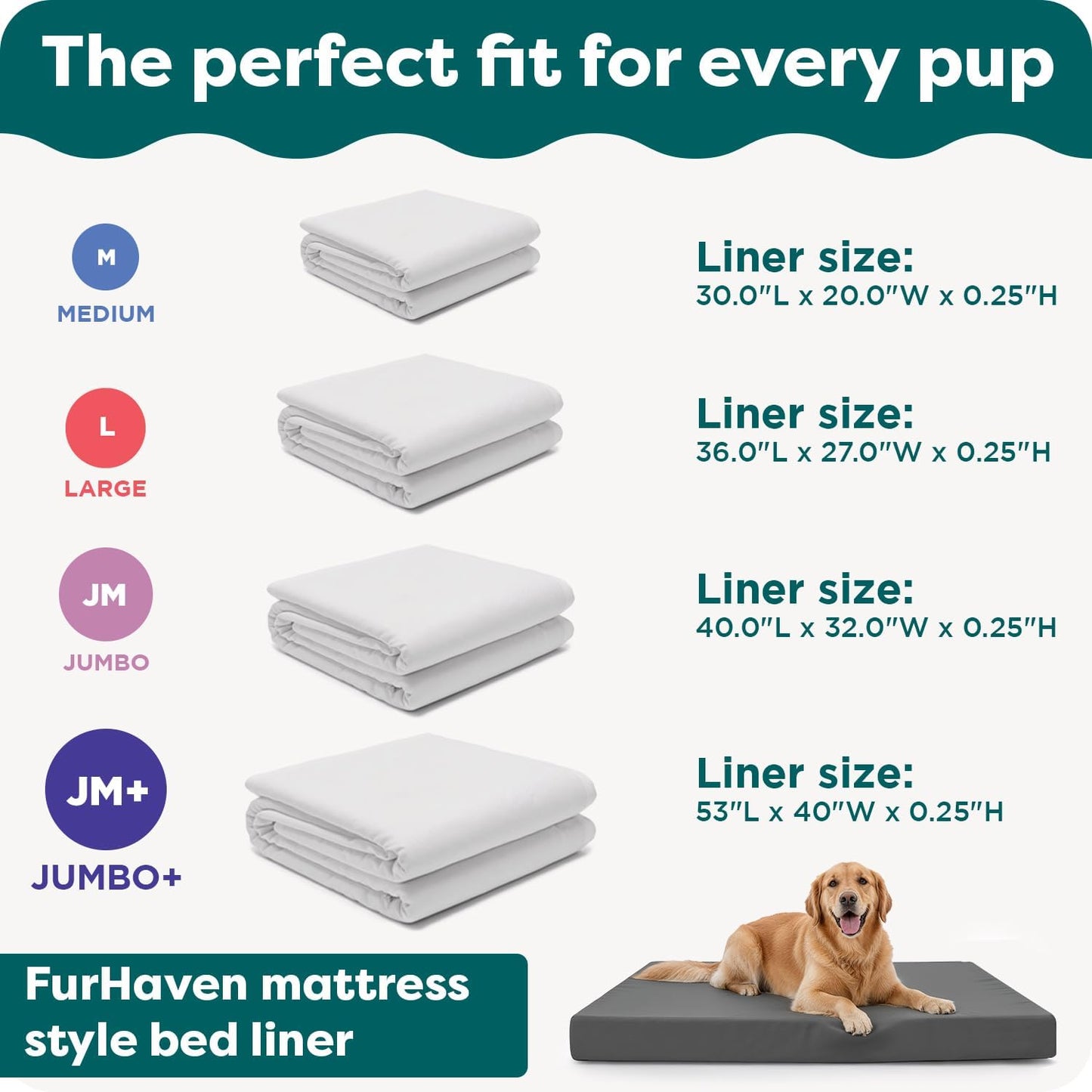 Furhaven Dog Bed Liner Water-Resistant Foam Mattress Protector Cover - White, Large