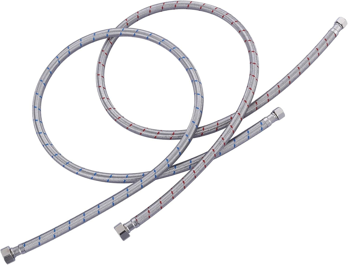 48-Inch Faucet Supply Lines: Braided Stainless Steel Flexible Faucet Hose Connector - 3/8" Compression x 1/2" FIP Water Supply Lines for Kitchen Bathroom Sink Hose Extension 2pcs