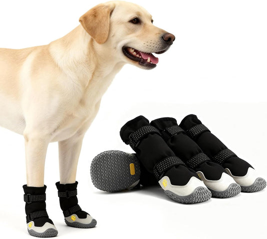 Dog Boots for Winter Snowy Day Water-Resistant Dog Shoes for Small Medium Large Dogs Paw Protectors for Outdoor Hiking Walking (Black, 1# (Width 1.6inch) for 14-23lbs)
