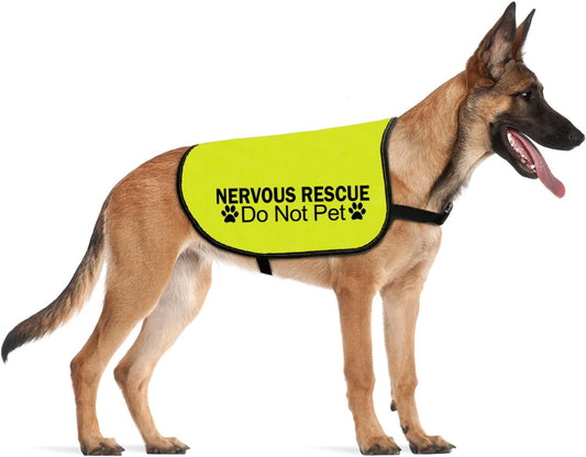 CENWA Nervous Ask to Pet/Do Not Approach Jacket - Space Dog Walking Slogan Warning Vest (Nervous Rescue Pet L)
