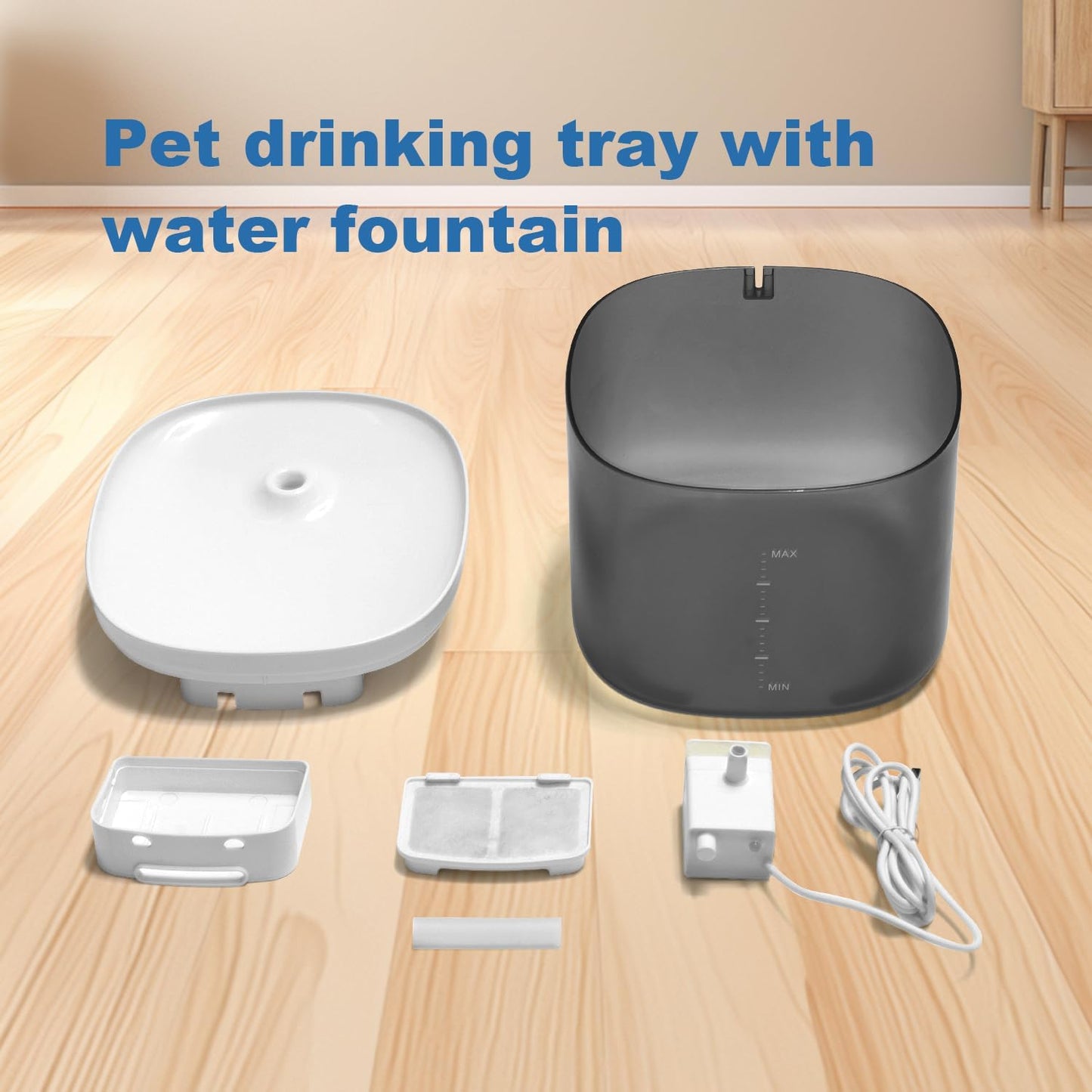 Cat Water Fountain 105oz/3L Pet Water Fountain - Quiet Dog Water Fountain with Water Level - Flowing Water to Provide Fresh Water- No Sputter, Easy Cleaning (Snow White, 3L)