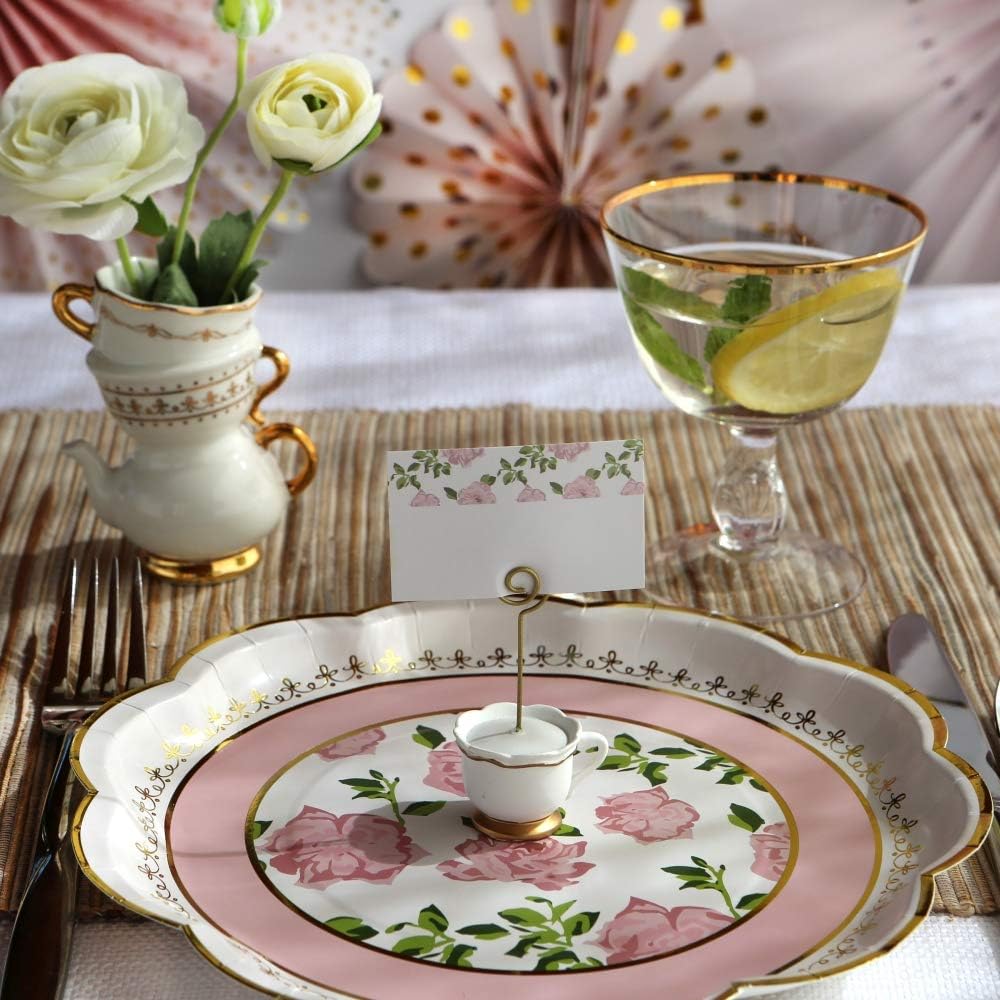 Kate Aspen, Place Card Holders, Tea Time Whimsy, Teapot and Teacup, Place Cards Included, Set of 6,Pink
