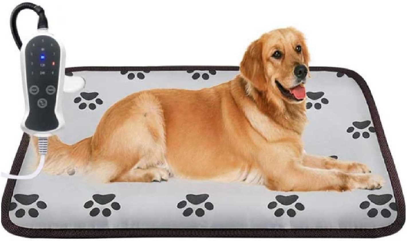 VINGVO Large Dog Heating Pad 34x21in with Smart Thermostat Switch and Power Line Protection Tube, Pet Cats Heating Pad Mat with 9 Adjustable Modes for Indoor Outdoor Puppy Cats (53x86cm)
