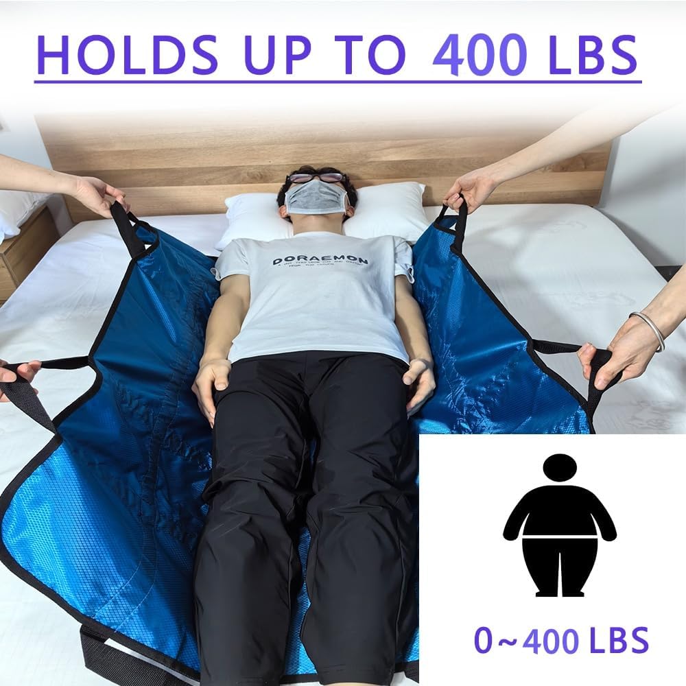 Positioning Bed Pad with Handles,48" × 40" Transfer Sheet for Repositioning,Turning and Lifting,Washable Positioning Bed Pads for Elderly,Patient,Handicap,Caregiver (1)