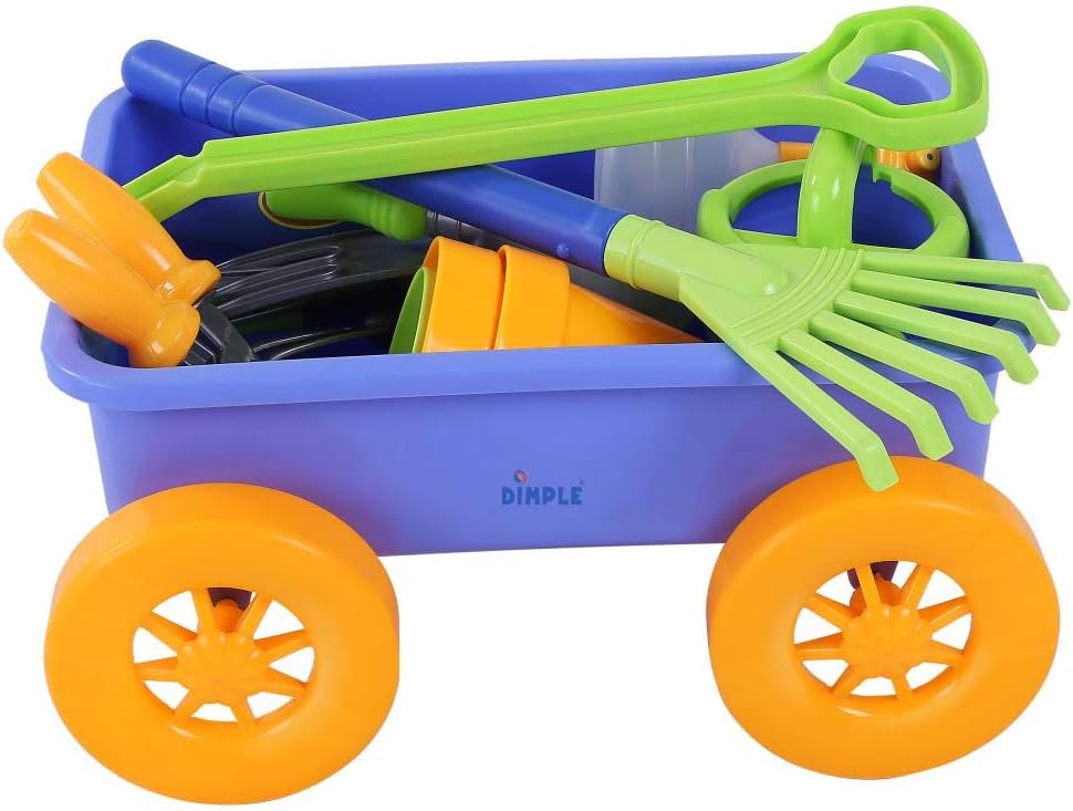 Dimple Garden Wagon & Tools Toy Set, Kids Gardening Set - 15 Pcs Outdoor Toys for Toddlers 1-3, Sand Toys - Sturdy & Durable - Top Yd, Beach, Sand, Garden Play Set for Kids & Toddler Gardening Tools