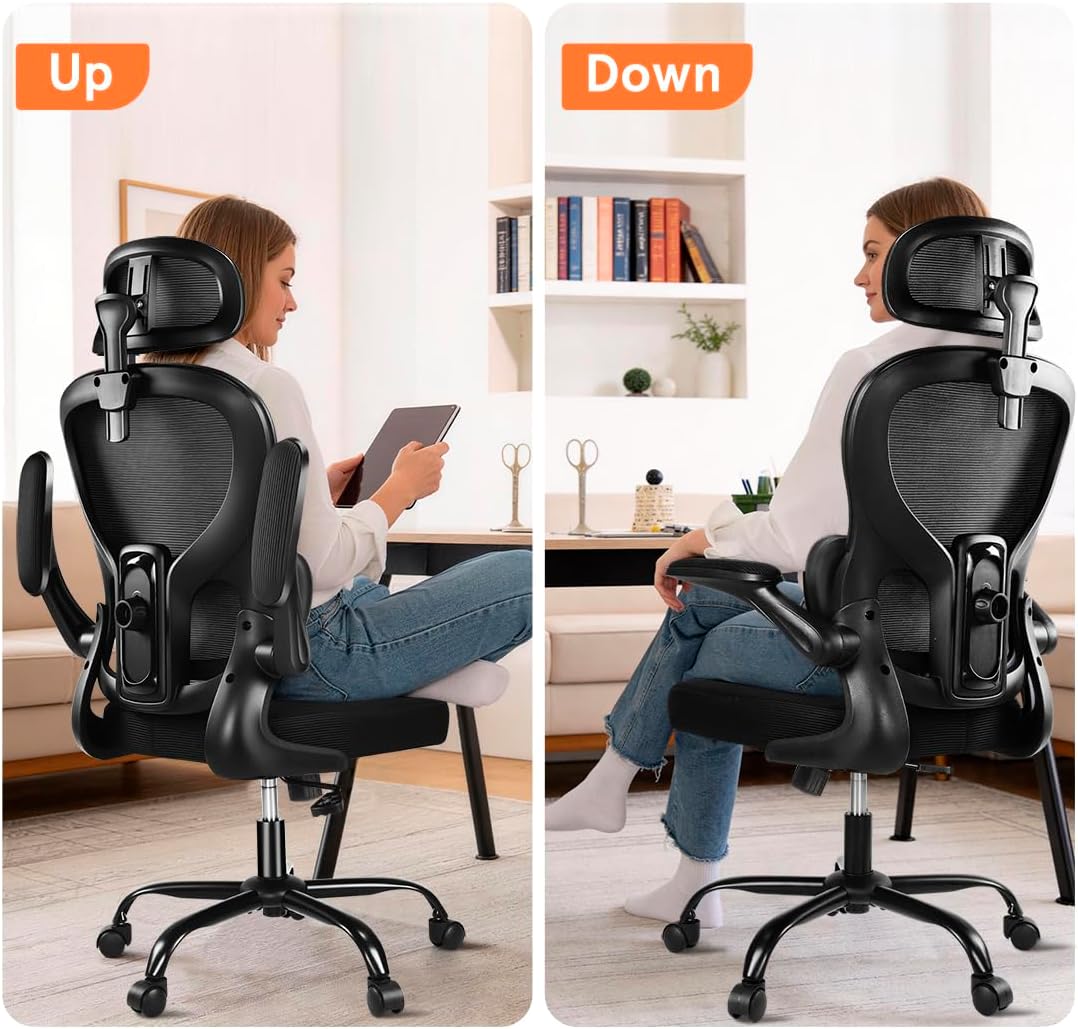 Ergonomic Office Chair, 400 LBS Office Chair Computer Rolling Comfortable Gaming Mesh Office Chair with Adjustable Lumbar Support High Back Desk Chair for Home Work (Higher)