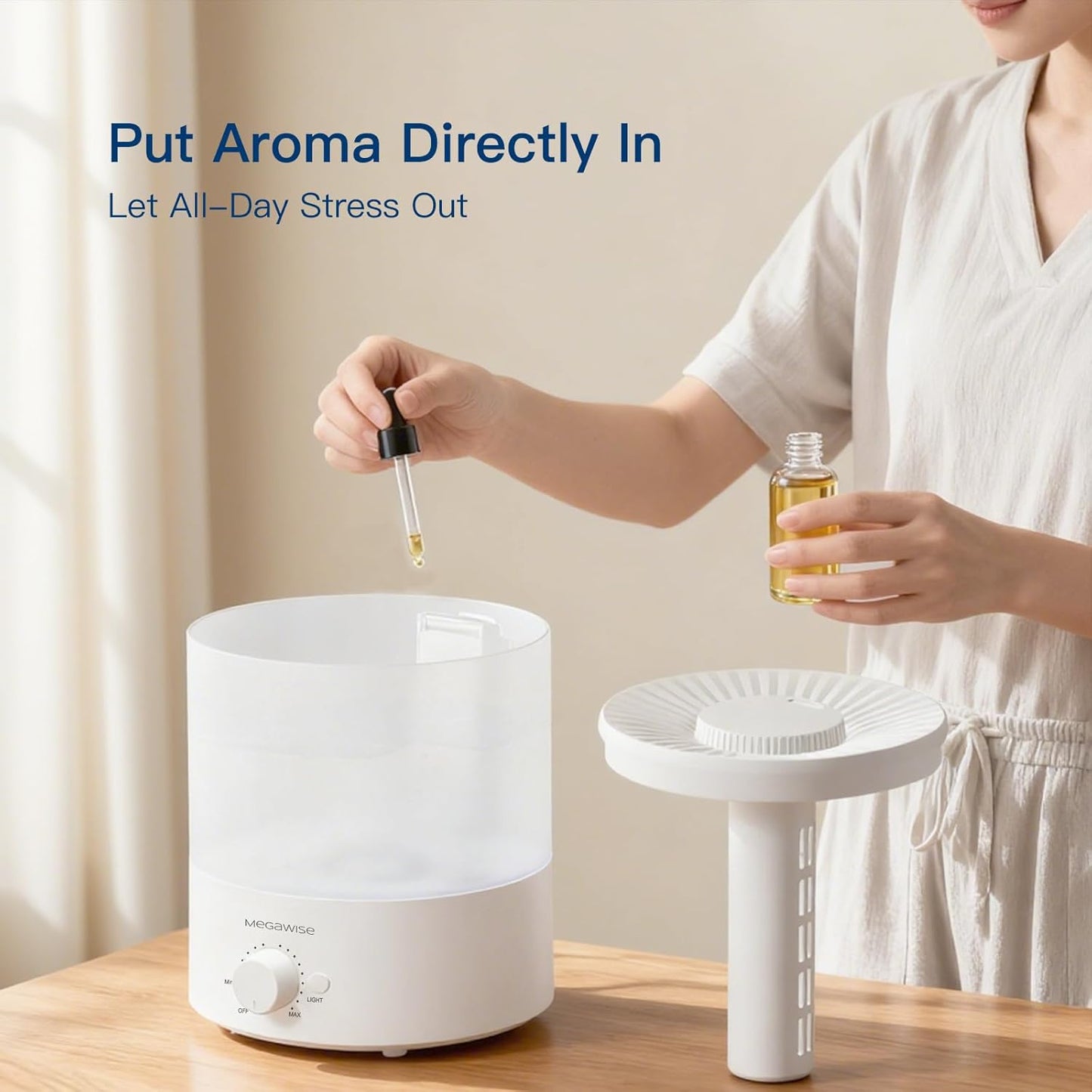 MegaWise Ultrasonic Cool Mist Humidifier SK7620 - 1.5L Capacity, Whisper-Quiet Operation, Adjustable Mist Output, Auto Shut-Off - Ideal for Home, Office, Baby Room, and Bedroom