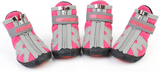 Waterproof Dog Shoes for Small Medium Pet Booties Non-Slip Shoes with Reflective Stripes Paw Protector for Outdoor