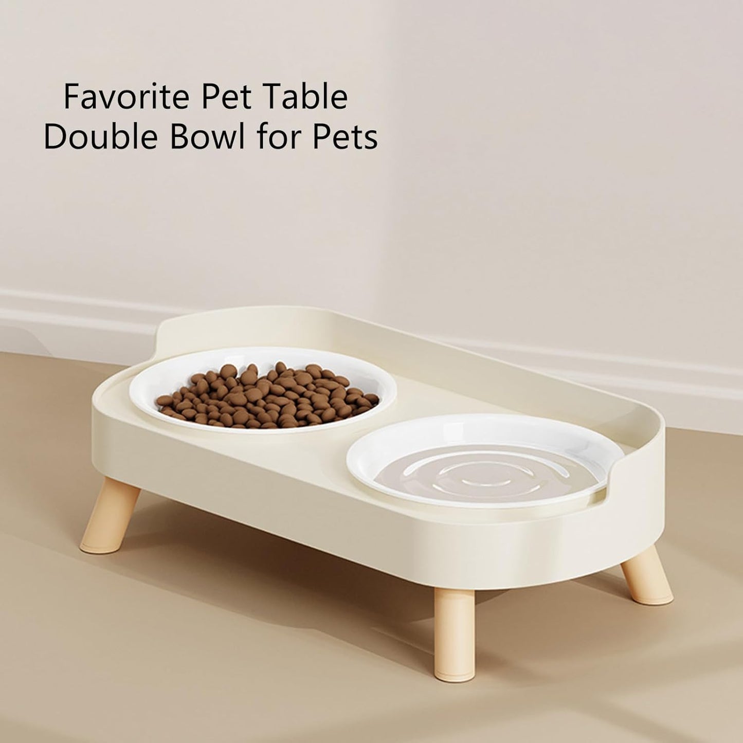 Double Bowl Elevated Pet Dining Station Splash Proof Design Ergonomic Height Cats Feeder Dish for Eating Habits Double Pet Bowl Stand