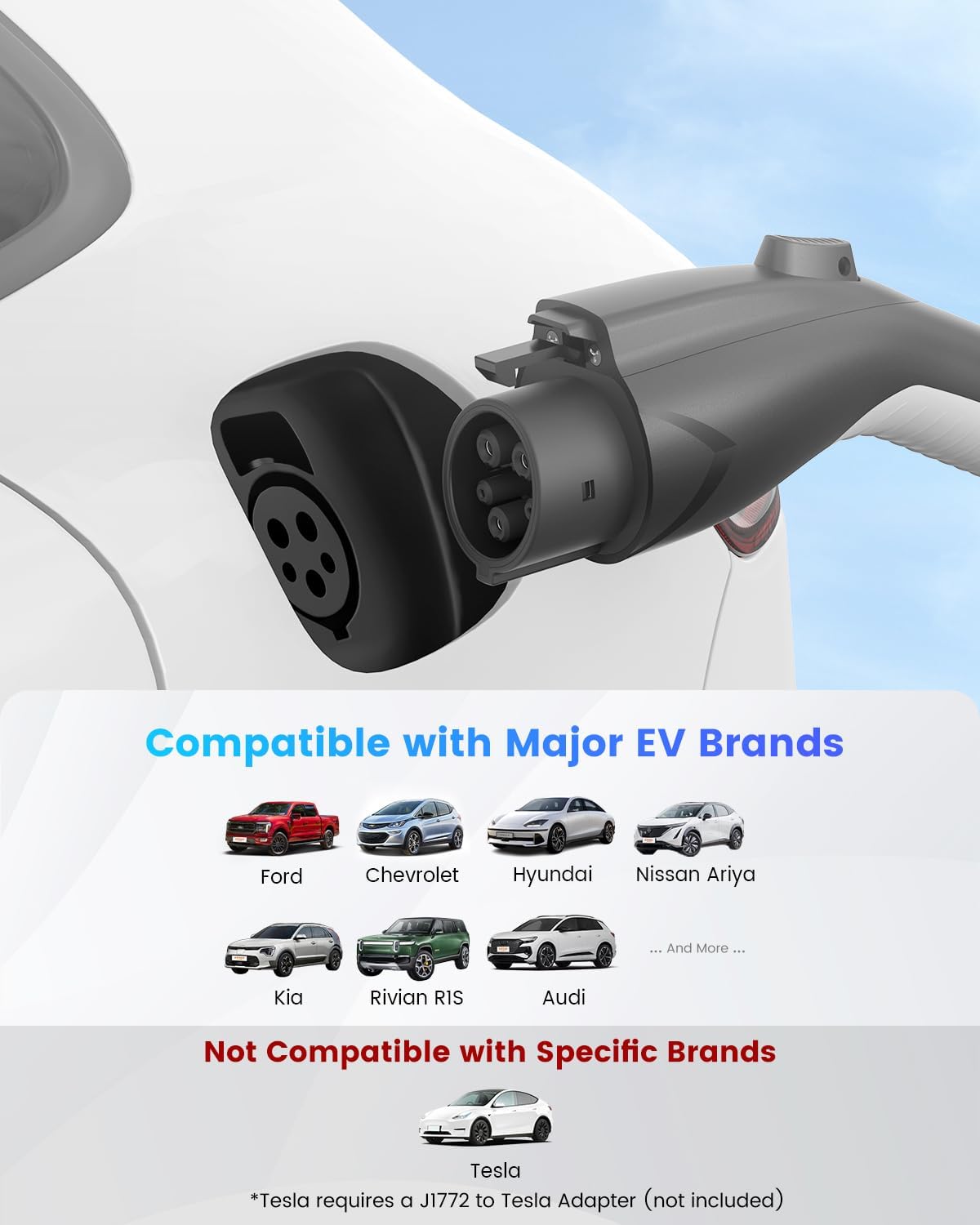 Level 1&2 EV Charger, Electric Vehicle Portable Charger with 25FT Cable, Home EV Charging Station for J1772 Electric Cars, 12A 120V/16A 240V, NEMA 5-15 & NEMA 6-20 Plug