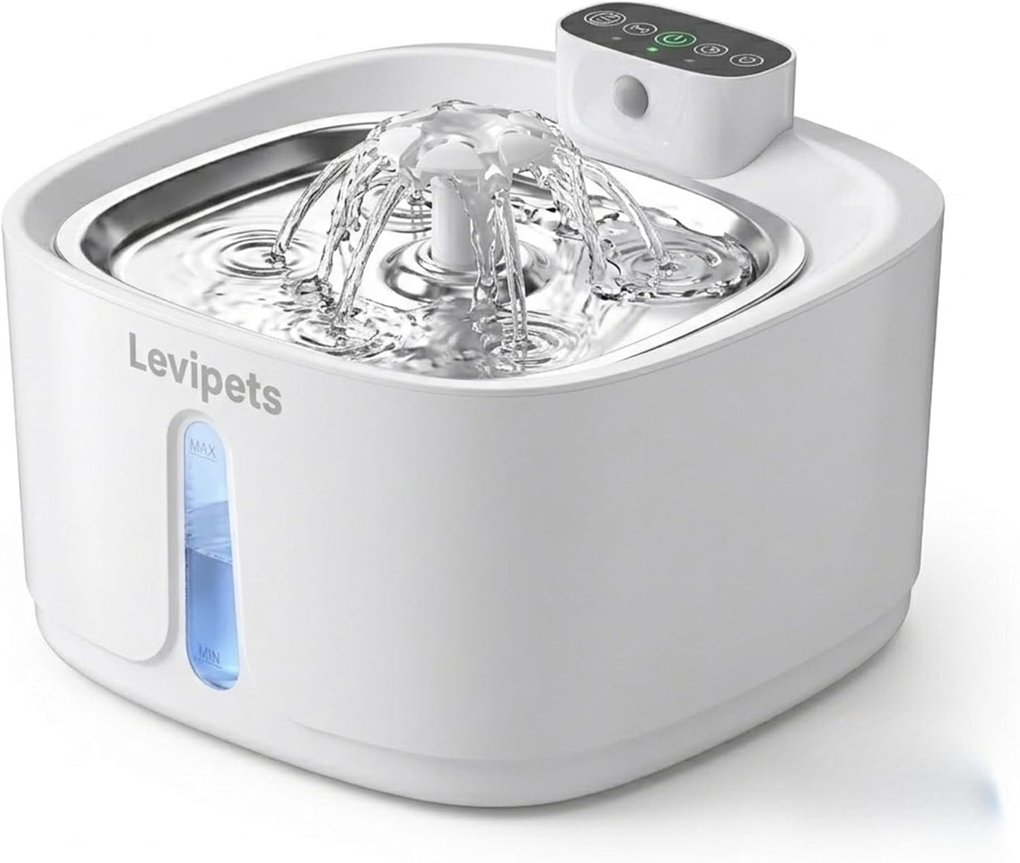 Stainless Steel Tray Cat Water Fountain 108oz/3.2L, 4000 mAh Battery Powered Automatic Pet Water Fountain, Ultra Quiet 25dB, Motion Sensor, 4-Stage Filter, Easy Clean for Cats & Small Dogs