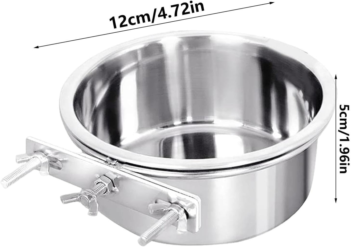 Kennel Water Bowl | Stainless Steel Dog Water Bowl | Feeder with Holder Cage Coop Hook Cup for Dog Cat Puppy