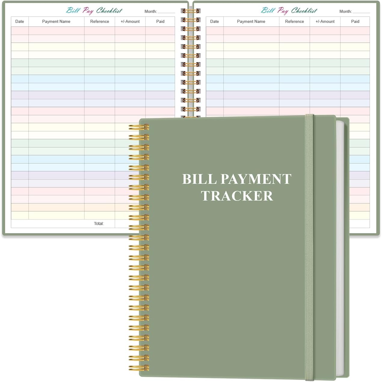 Bill Tracker Notebook - Monthly Bill Organizer & Planner for Personal Budgeting Financial, Monthly Bill Payment Checklist, 8.5" x 11", Green