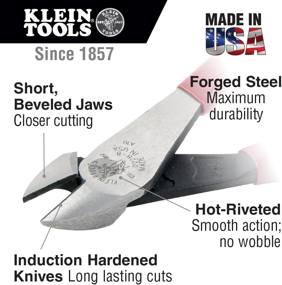 Klein Tools 80020 Plier Set, Made in USA, Lineman's Pliers, Diagonal Cutters, and Needle Nose, Induction Hardened Knives, 3-Piece