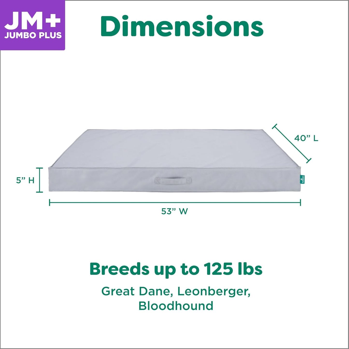 Premium Indoor-Outdoor Deluxe Mattress Pet Bed, Gray Mist, JumboPlus