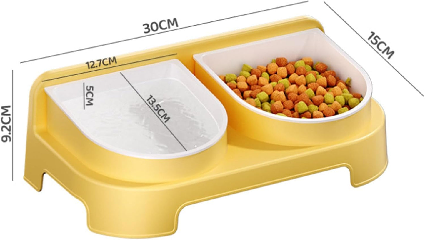 iiniim Elevated Dog Feeder Bowls Double Dish with Stand Raised Food and Water Bowls for Small Medium Dogs Cats Yellow One Size