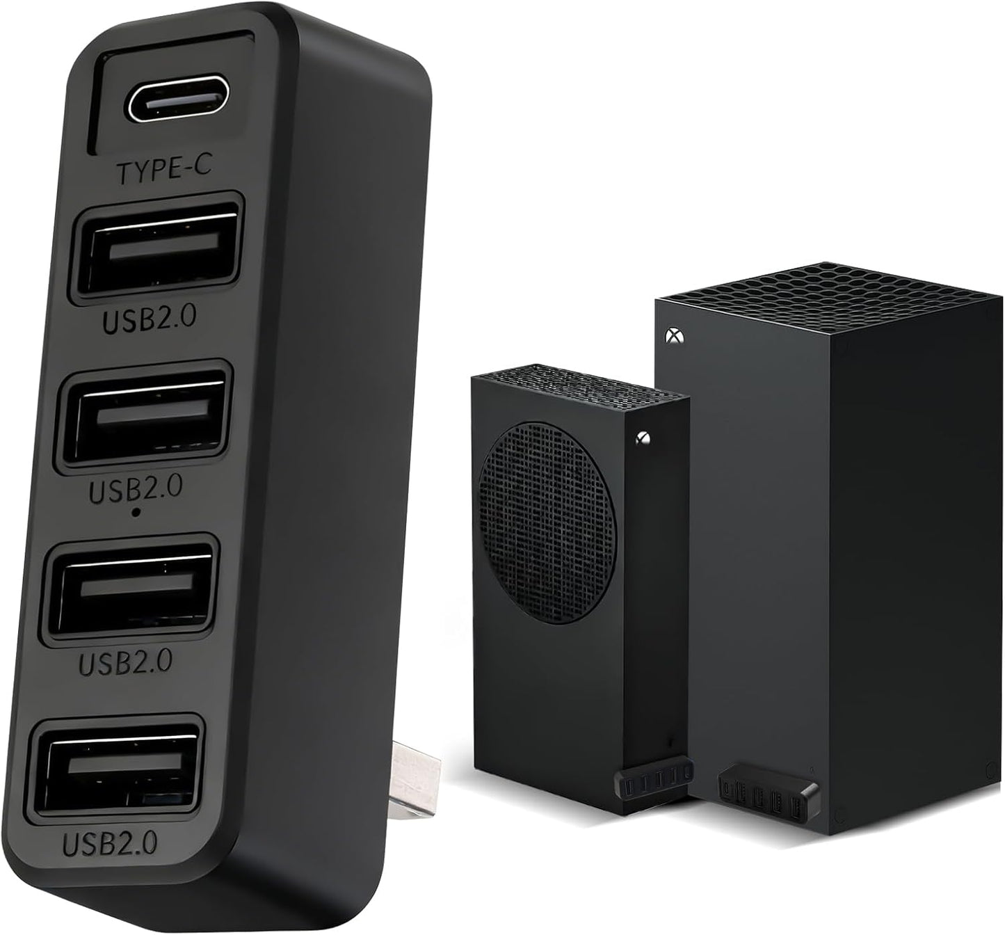 5 Ports USB Hub for Xbox Series X/S Consoles, Xbox Series USB Hub High-Speed Expansion Splitter Adapter with 4 USB 2.0 Ports + 1 Type C Port for Xbox Series S/X Accessories (Black)