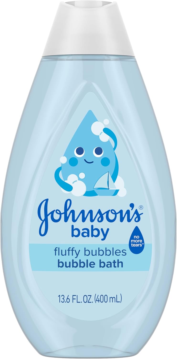 Johnson's Baby Fluffy Bubbles Bubble Bath, No More Tears, Gently Cleanses Delicate Skin Without Feeling Dry, Hypoallergenic, No Added Parabens, Sulfates & Dyes, Baby Essentials, 13.6 fl. oz