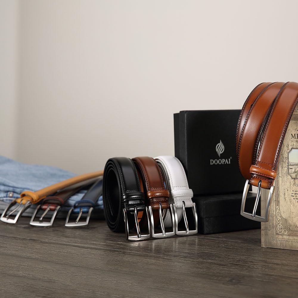 DOOPAI Mens Dress Belt - Genuine Leather Dress Belts For Men,Casual Suit Jeans Belt-Single Prong Buckle black belt