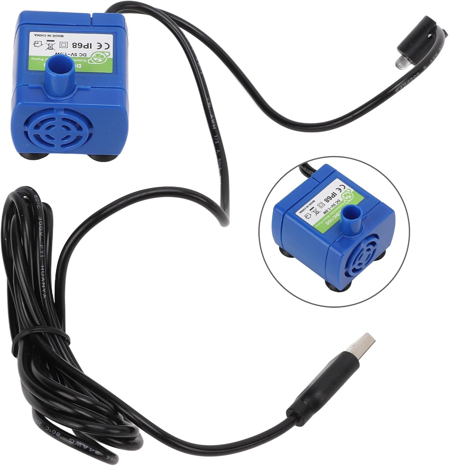 Cat Water Fountain Pump Replacement, Ultra Quiet Pet Fountain Replacement Pump USB Pet Fountain Pump Dog Water Dispenser Pump with LED Light for Pet Fountains