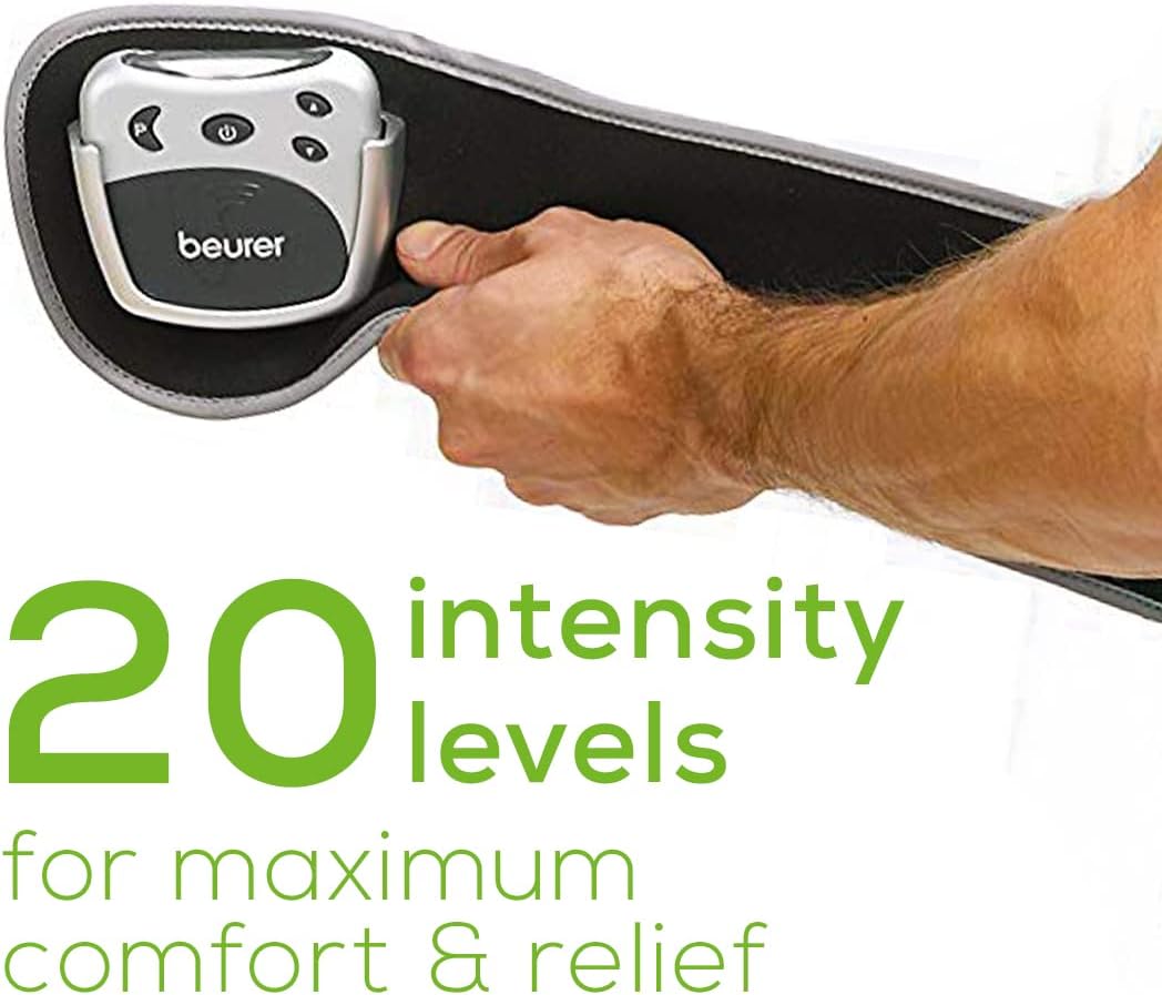 Beurer EM38 Lower Back Pain Relief Belt, TENS Unit Muscle Stimulator | 4 Electrodes | Adjustable & Breathable | Women & Men | Fits 30”-55” Waist | Lower Back Support, Lumbar Support, Back Brace Belt