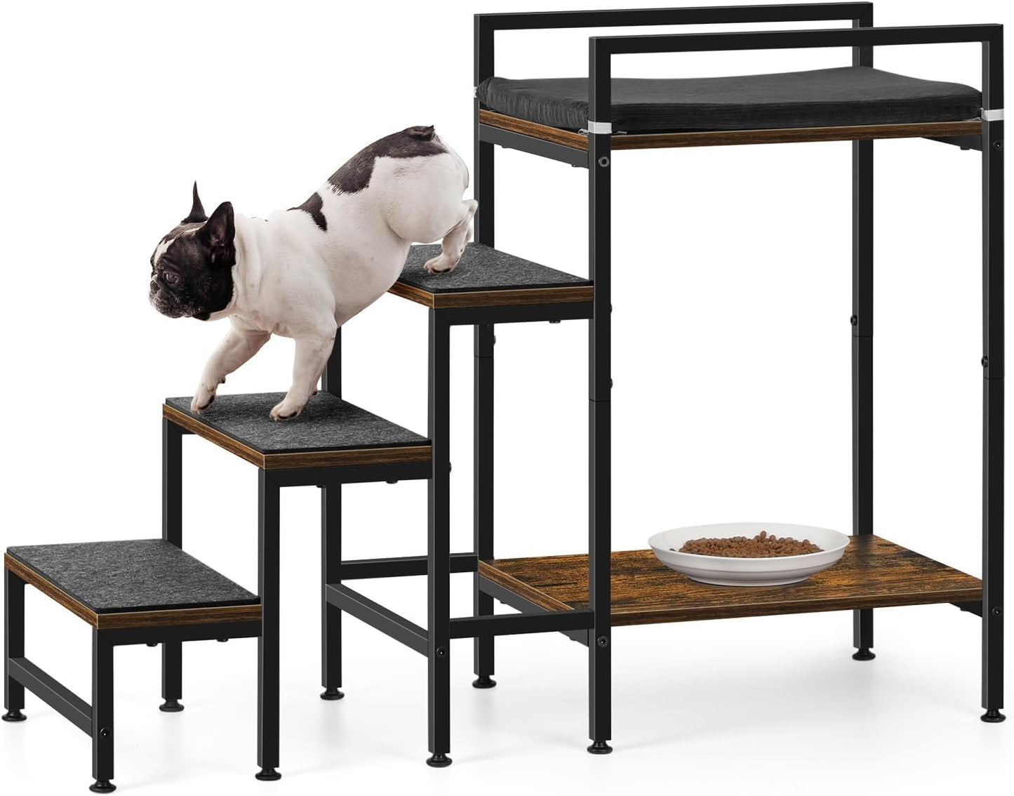 Pet Window Perch with Stairs, Dog Bunk Beds with Stairs, 4 Steps Dog Stairs for High Beds for Small Dogs and Cats