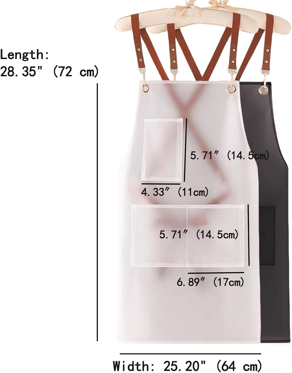 2 Pack Waterproof Translucent Apron with Large Pockets,Cross Back Apron Cooking Apron for Dishwashing,Cleaning Fish,
