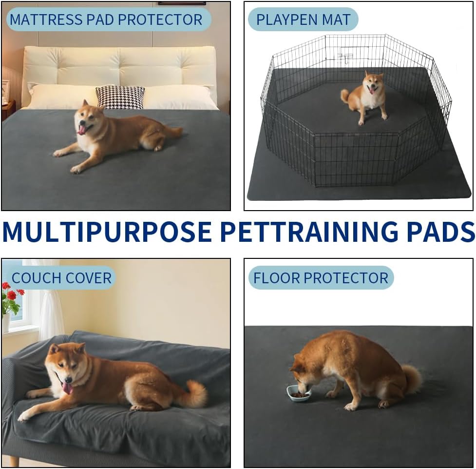 Dog Pee Pads Reusable 72x72 Inch, Fast Absorbent Puppy Pads with Washable, Waterproof, Non Slip, Quick Dry Dog Pads for Puppy Pen