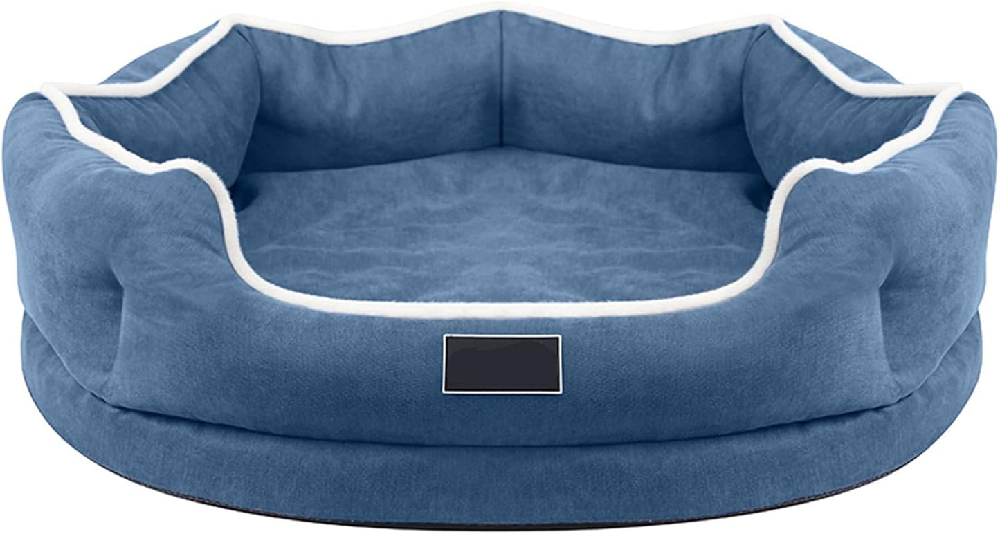 Large Pet Cat Dog Bed Winter Warm Soft Sofa Cozy Dog House Removable Dog Nest Baskets Square Cushion for Dogs Sleeping Supplies. (Color : Blue Size : 70cmX60cmX20cm) (Pink 55cmX45cmX20cm)