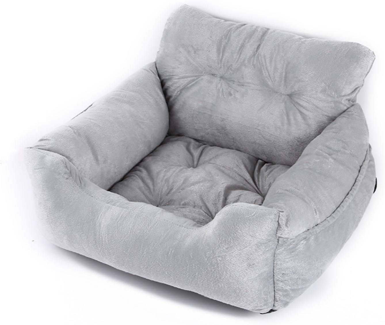Dog Bed, Removable and Washable car Litter pet cat and Dog car Sofa Litter Suitable for Travelling. (Grey (Non-Removable))