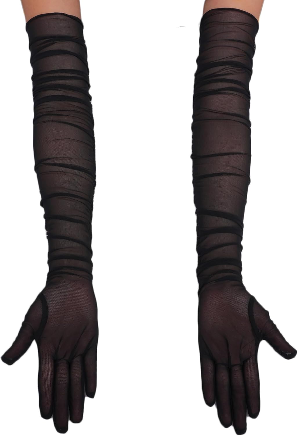 Avidlove Women's Long Sheer Gloves Tulle Mesh Gloves 1920s Wedding Opera Tea Party Dance Glove