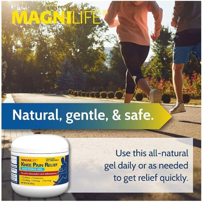 MagniLife Knee Pain Relief Gel (4 oz, 2 Pack), Arnica-Based Gel for Joint Pain, Knee Stiffness & Swelling, Non-Greasy, No Staining, Massage-in Formula for Daily Knee Support & Comfort