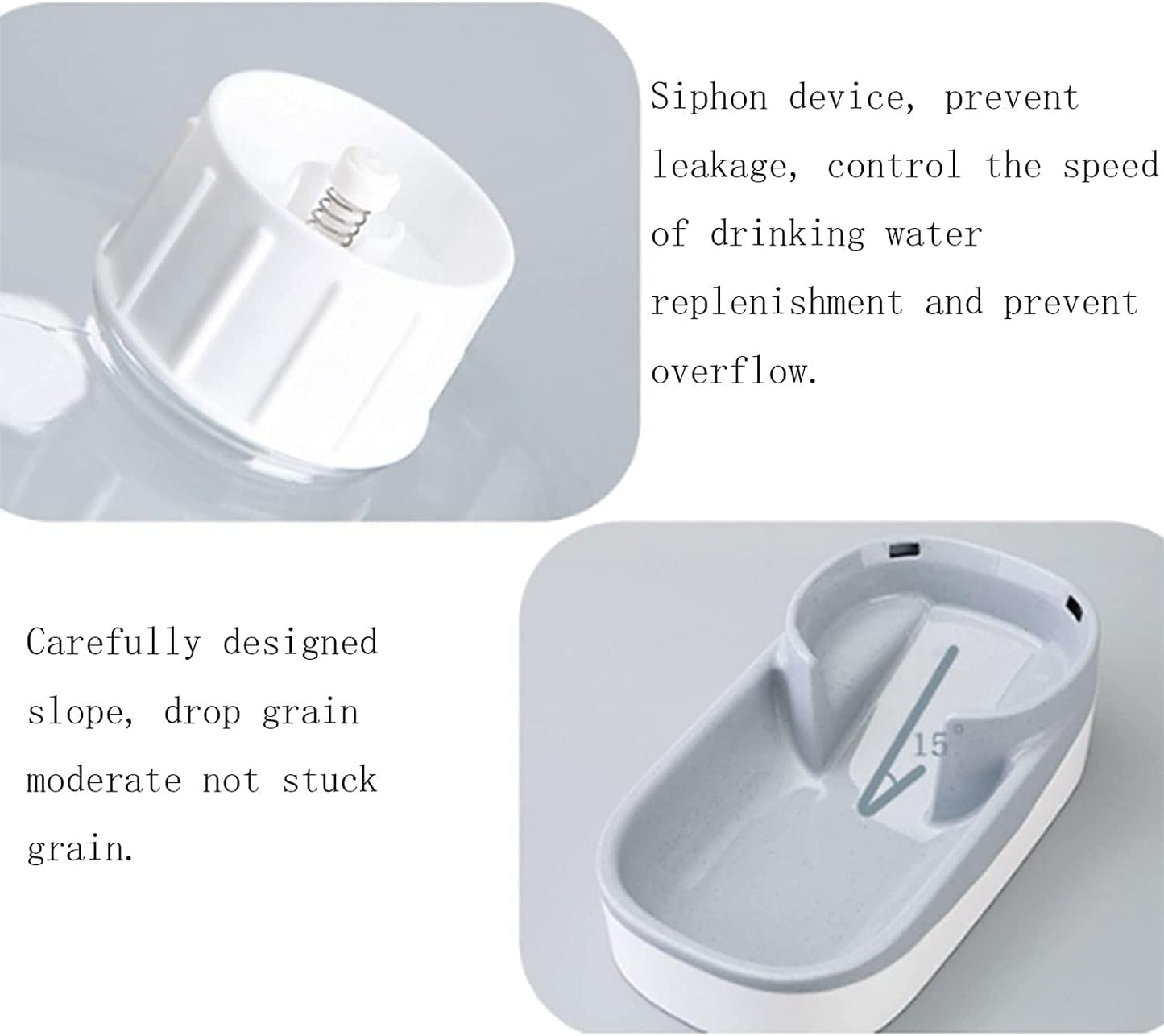 Fountain 3.8 L Pets Cats Dogs Automatic Waterer and Food Feeder Set Unplugged Feed Water Pet Supplies Gravity Pet Food Feeder and Water Dispensers Pet Water Dispenser