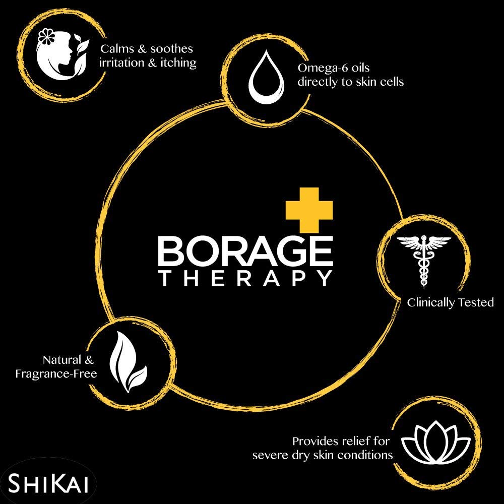 ShiKai Borage Therapy Dry Skin Lotion Moisturizer (16oz, Pack of 2) Unscented Skincare | Hydrating Lotion for Eczema, Dry Hands & Body | With Oatmeal, Shea