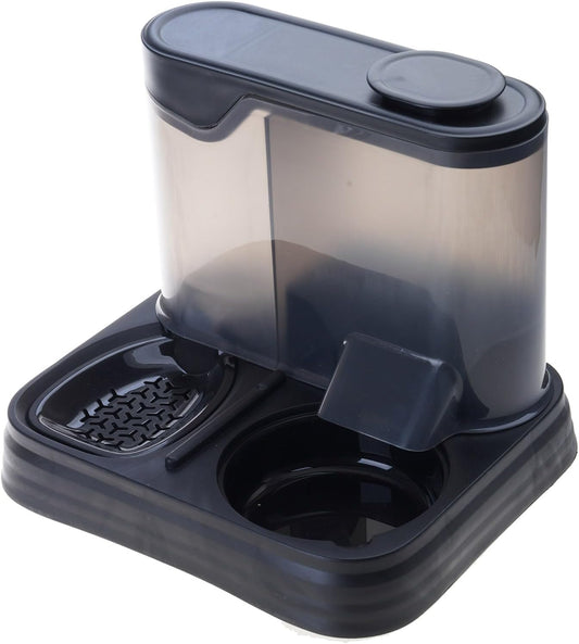 Space-Saving Elevated Dog Feeder with Integrated Water Bottle Removable Anti-Slip Dish Leak-Resistant Anti Spill Pet Food Bowl with Water Fountains